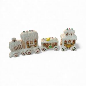 Festive Ceramic Train Set with Holiday Colors